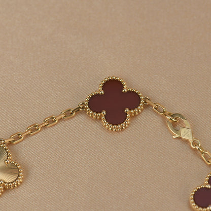 [Echo Fine ]CLOVER  5 MOTIFS CARNELIAN GOLD BRACELET