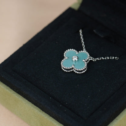 [Echo Fine ]CLOVER 15MM DIAMOND SVRES PORCELAIN  NECKLACE SILVER
