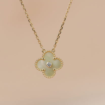 [Echo Fine ]CLOVER 15MM DIAMOND GOLD MOTHER OF PEARL NECKLACE