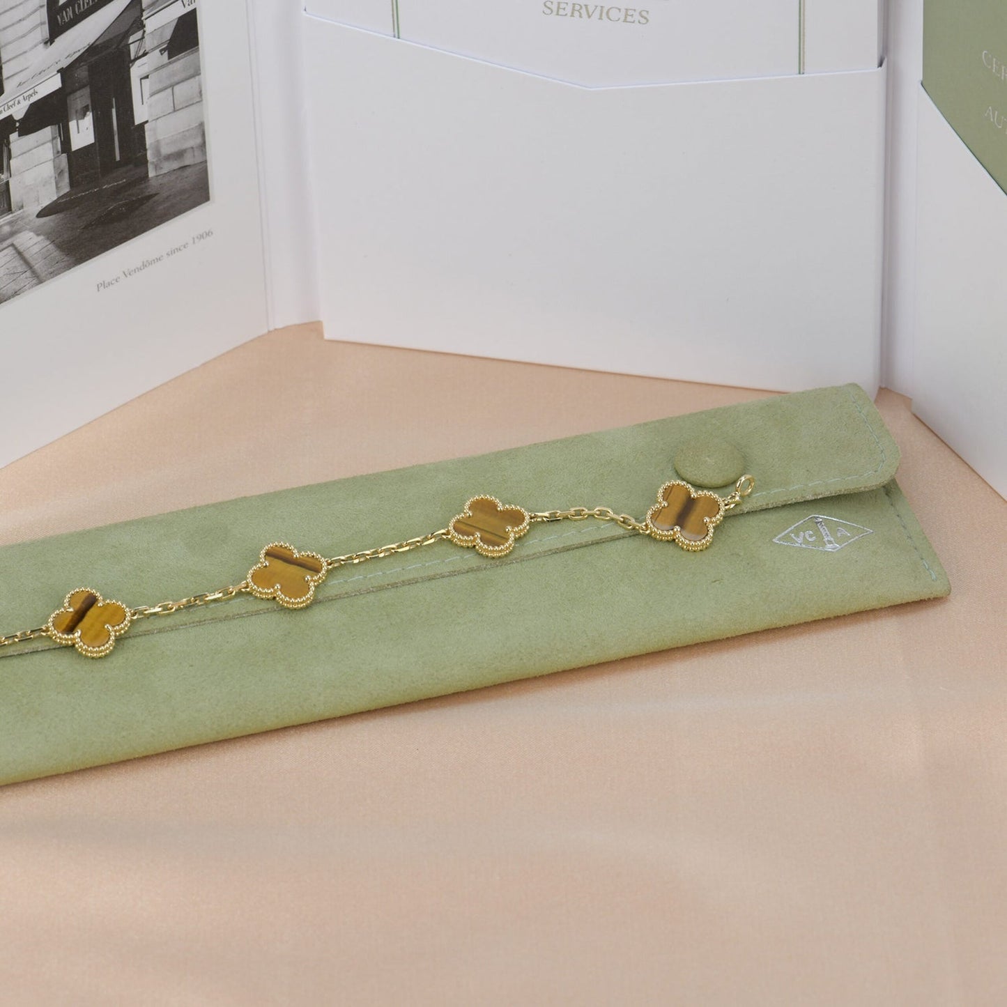 [Echo Fine ]CLOVER  5 MOTIFS TIGER EYE BRACELET