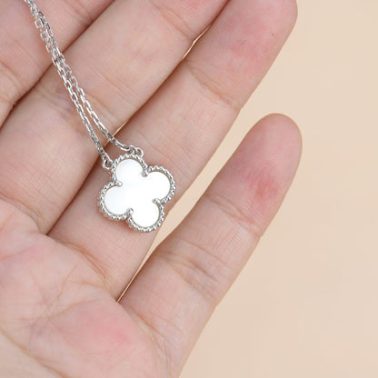 [Echo Fine ]CLOVER  15MM WHITE MOTHER-OF-PEARL SILVER