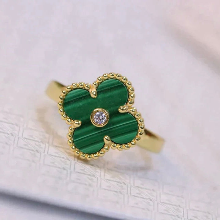 [Echo Fine ]CLOVER MALACHITE RING GOLD DIAMOND