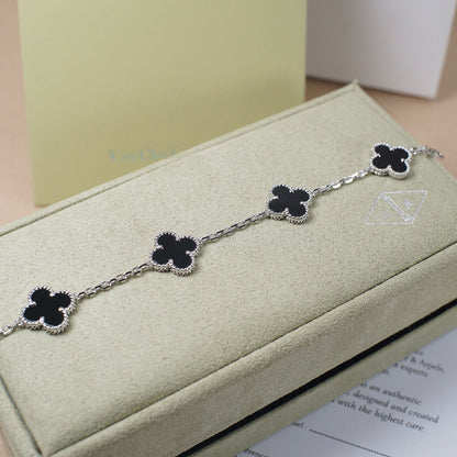 [Echo Fine ]CLOVER 5 MOTIF ONYXS  BRACELET SILVER