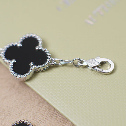 [Echo Fine ]CLOVER 5 MOTIF ONYXS  BRACELET SILVER