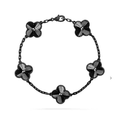 [Echo Fine ]CLOVER 5 MOTIF BLACK BRACELET