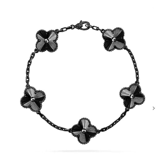[Echo Fine ]CLOVER 5 MOTIF BLACK BRACELET