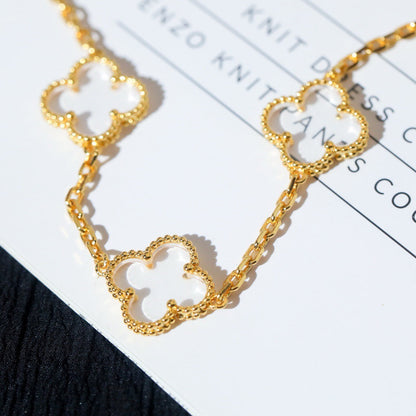 [Echo Fine ]CLOVER 5 MOTIF ROCK CRYSTAL PINK GOLD BRACELET
