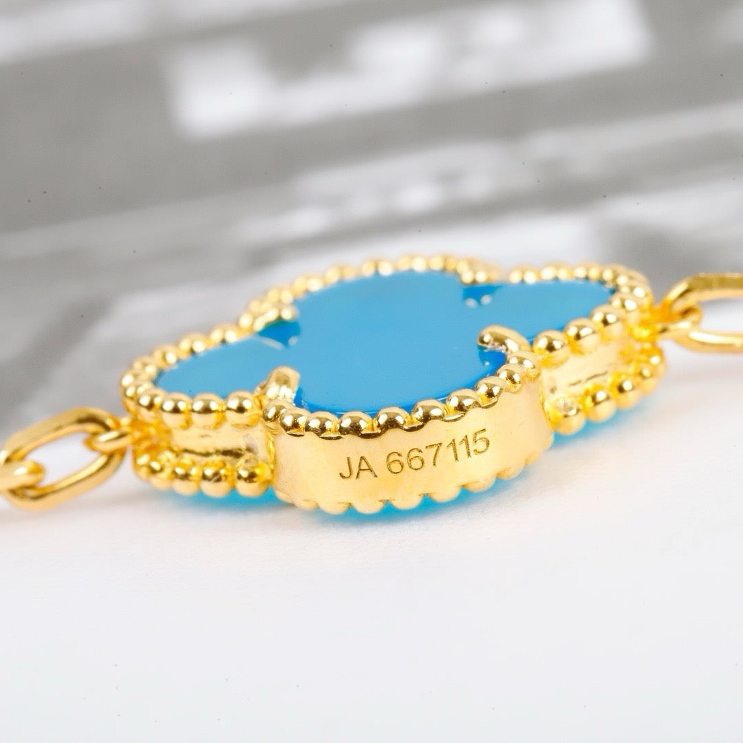 [Echo Fine ]CLOVER 5 MOTIFS TURQUOISE BRACELET