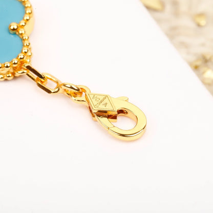 [Echo Fine ]CLOVER 5 MOTIF TURQUOISE DIAMOND GOLD BRACELET