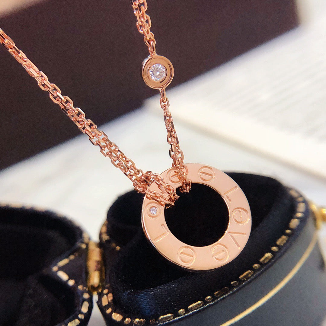 [Echo Fine ]LOVE NECKLACE 16MM 2 DIAMONDS