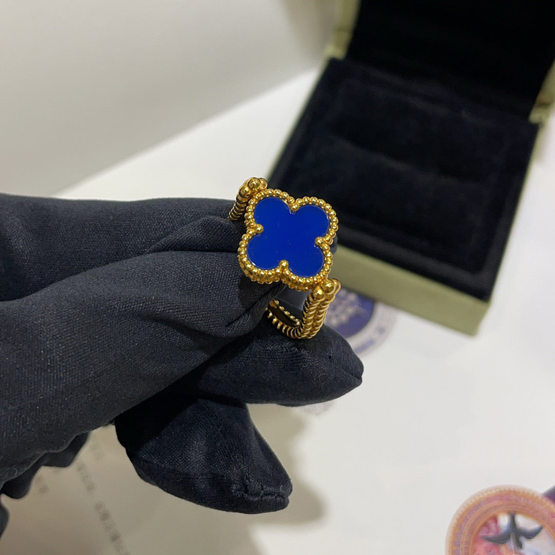 [Echo Fine ]CLOVER RIVERSIBLE BLUE AGATE RING