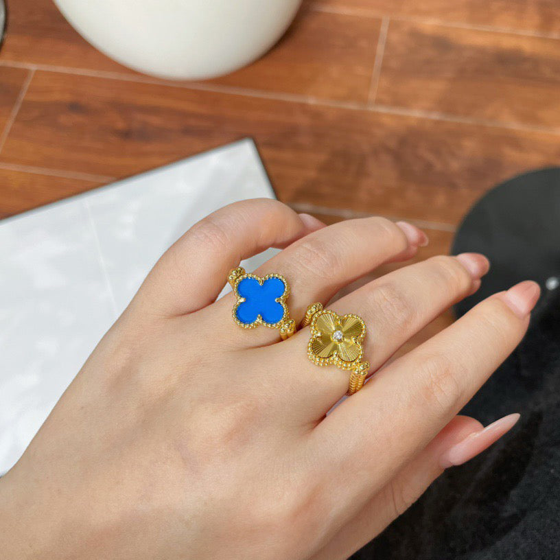 [Echo Fine ]CLOVER RIVERSIBLE BLUE AGATE RING