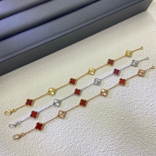 [Echo Fine ]CLOVER 6 MOTIF RED AGATE LASER BRACELET