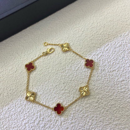 [Echo Fine ]CLOVER 6 MOTIF RED AGATE LASER BRACELET
