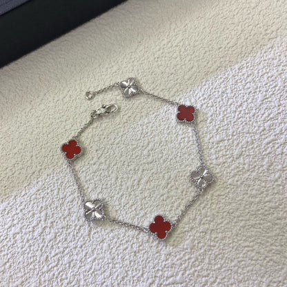[Echo Fine ]CLOVER 6 MOTIF RED AGATE LASER BRACELET