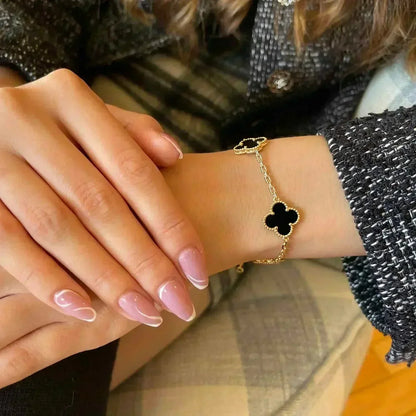 [Echo Fine ]CLOVER  5 MOTIFS BLACK ONYX BRACELET