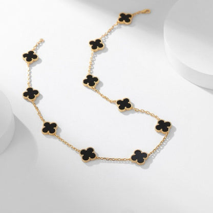 [Echo Fine ]CLOVER 10 MOTIFS ONYX NECKLACE