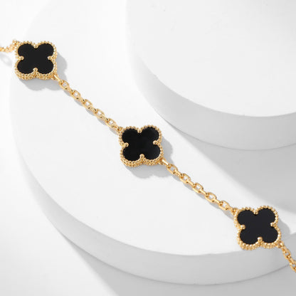[Echo Fine ]CLOVER 10 MOTIFS ONYX NECKLACE