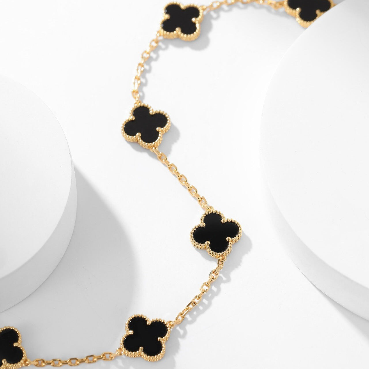 [Echo Fine ]CLOVER 10 MOTIFS ONYX NECKLACE