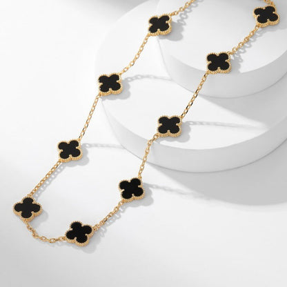 [Echo Fine ]CLOVER 10 MOTIFS ONYX NECKLACE