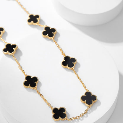 [Echo Fine ]CLOVER 10 MOTIFS ONYX NECKLACE