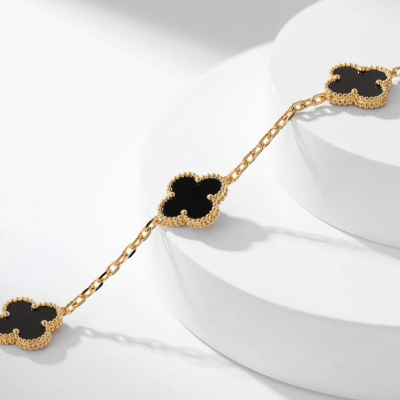 [Echo Fine ]CLOVER 10 MOTIFS ONYX NECKLACE