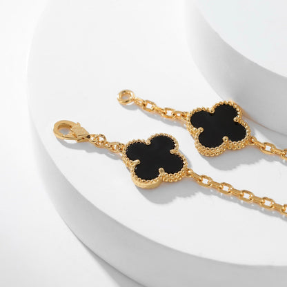 [Echo Fine ]CLOVER 10 MOTIFS ONYX NECKLACE