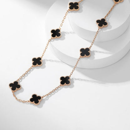 [Echo Fine ]CLOVER 10 MOTIFS ONYX NECKLACE