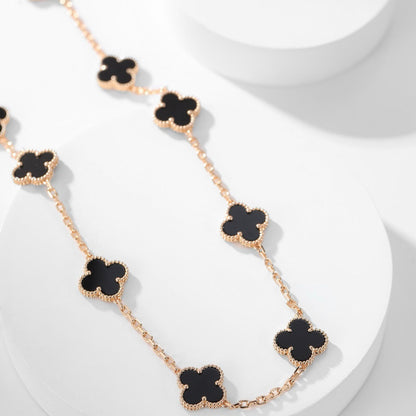 [Echo Fine ]CLOVER 10 MOTIFS ONYX NECKLACE
