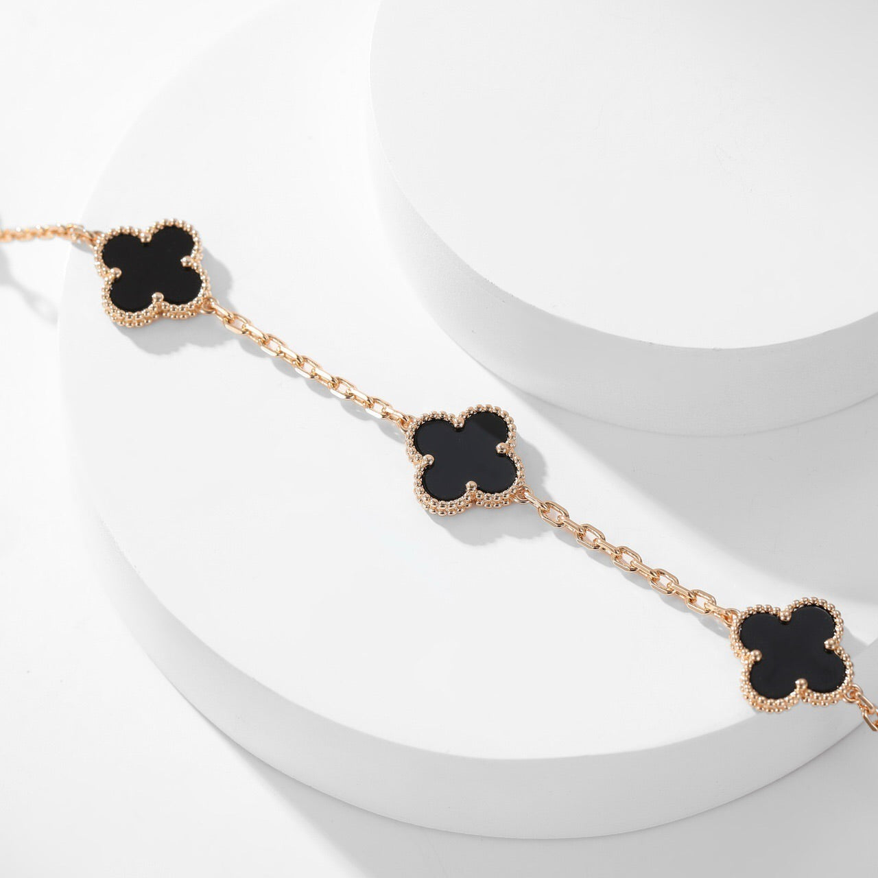 [Echo Fine ]CLOVER 10 MOTIFS ONYX NECKLACE