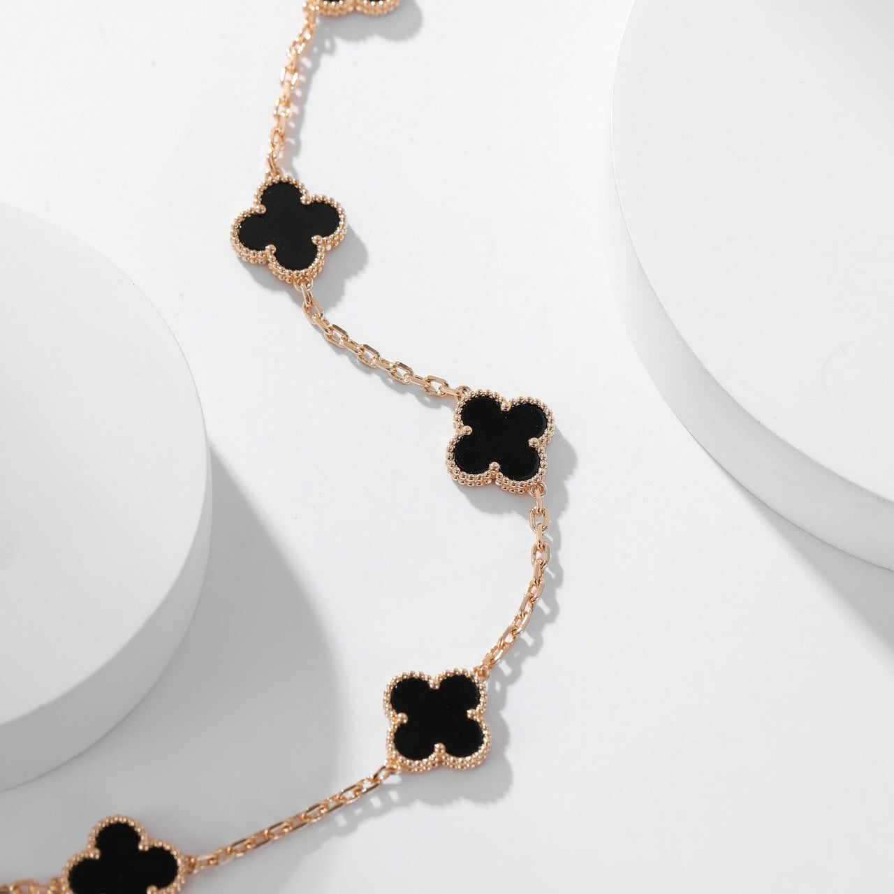 [Echo Fine ]CLOVER 10 MOTIFS ONYX NECKLACE