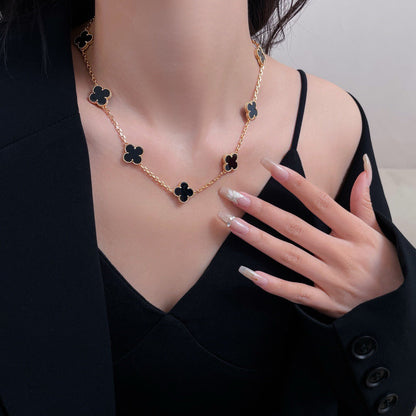 [Echo Fine ]CLOVER 10 MOTIFS ONYX NECKLACE