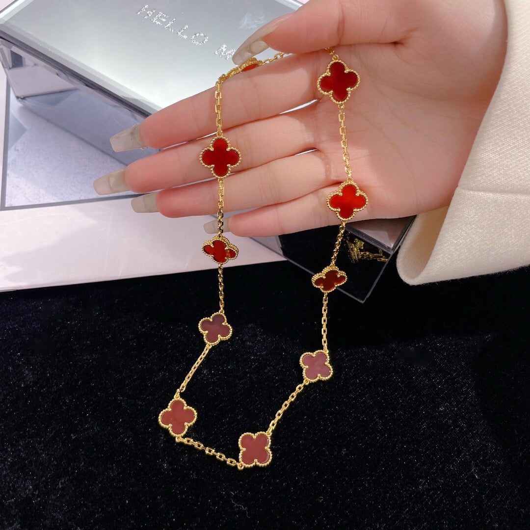 [Echo Fine ]CLOVER 10 MOTIFS CARNELIAN NECKLACE