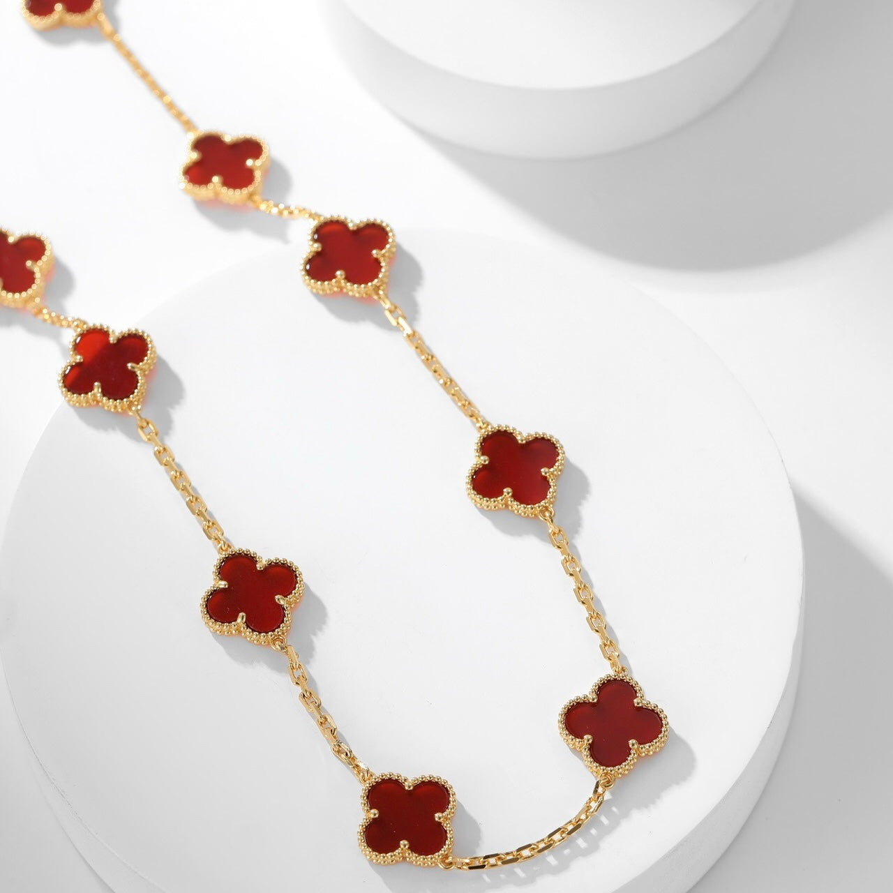 [Echo Fine ]CLOVER 10 MOTIFS CARNELIAN NECKLACE