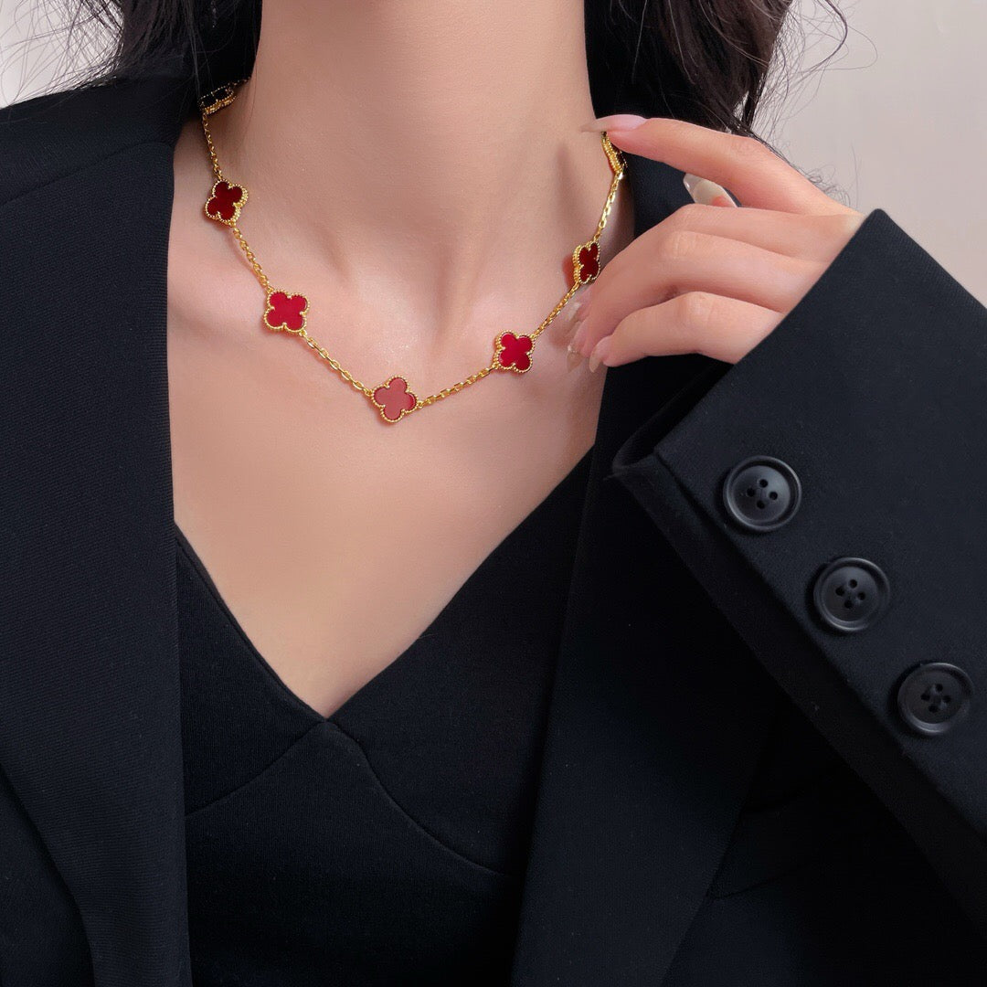 [Echo Fine ]CLOVER 10 MOTIFS CARNELIAN NECKLACE