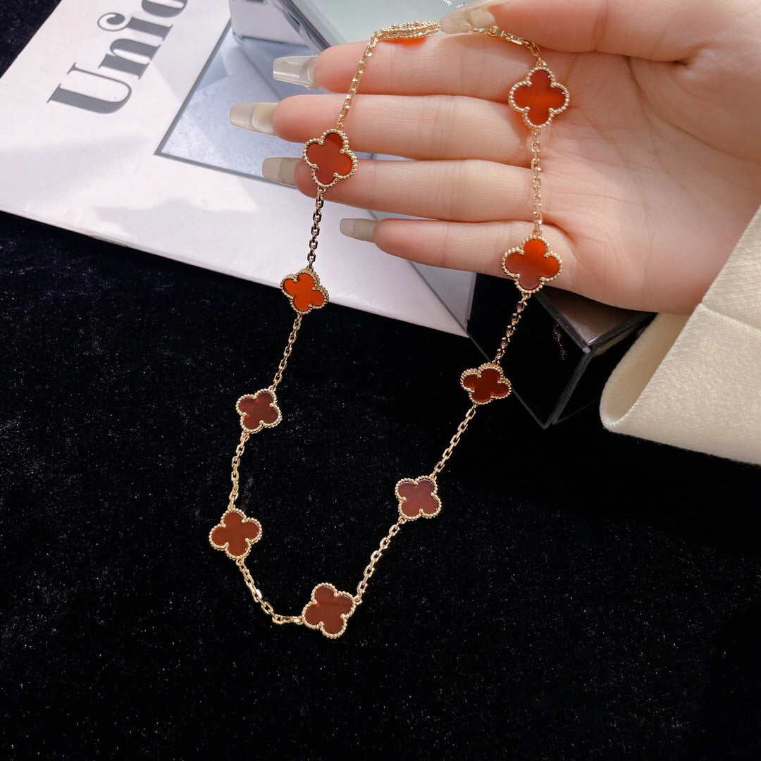 [Echo Fine ]CLOVER 10 MOTIFS CARNELIAN NECKLACE