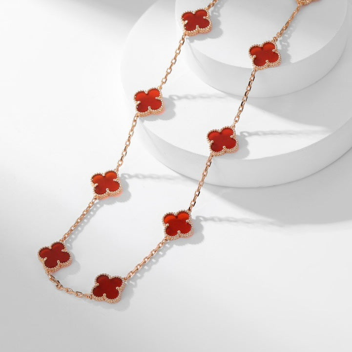 [Echo Fine ]CLOVER 10 MOTIFS CARNELIAN NECKLACE