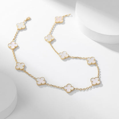 [Echo Fine ]CLOVER 10 MOTIFS WHITE MOTHER OF PEARL NECKLACE