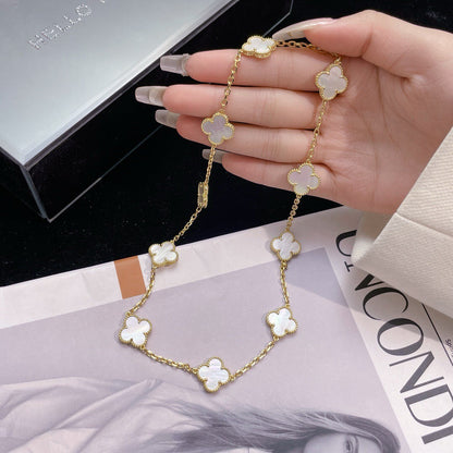 [Echo Fine ]CLOVER 10 MOTIFS WHITE MOTHER OF PEARL NECKLACE