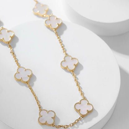 [Echo Fine ]CLOVER 10 MOTIFS WHITE MOTHER OF PEARL NECKLACE