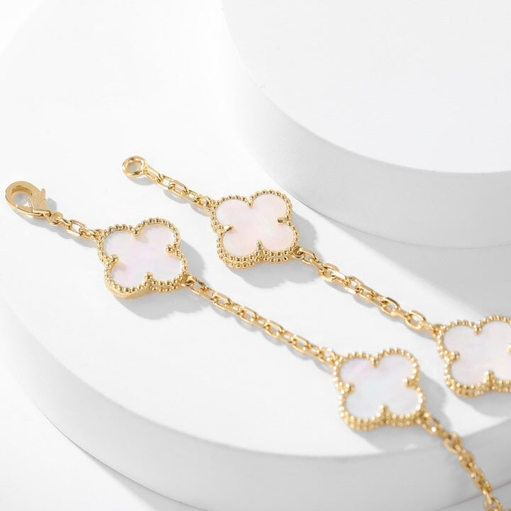 [Echo Fine ]CLOVER 10 MOTIFS WHITE MOTHER OF PEARL NECKLACE