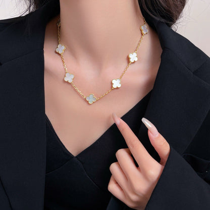 [Echo Fine ]CLOVER 10 MOTIFS WHITE MOTHER OF PEARL NECKLACE