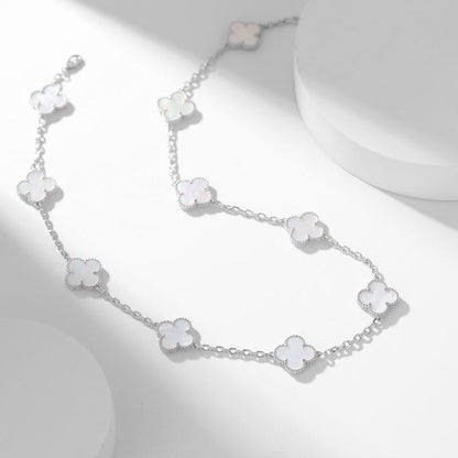 [Echo Fine ]CLOVER 10 MOTIFS WHITE MOTHER OF PEARL NECKLACE