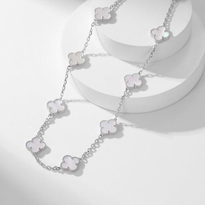 [Echo Fine ]CLOVER 10 MOTIFS WHITE MOTHER OF PEARL NECKLACE