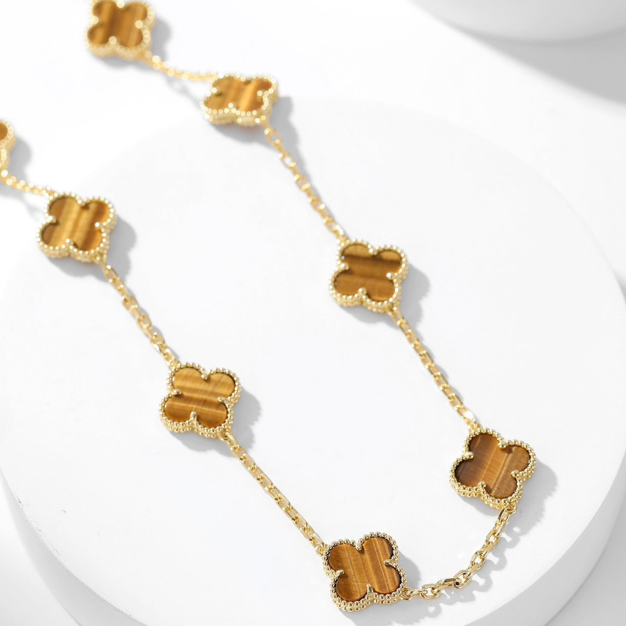 [Echo Fine ]CLOVER 10 MOTIFS TIGER EYE NECKLACE