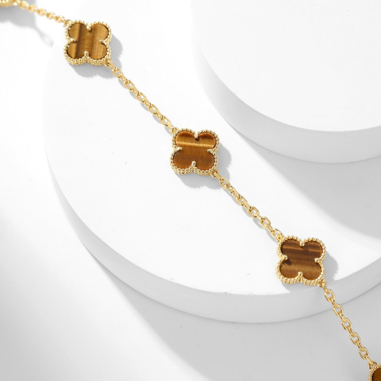 [Echo Fine ]CLOVER 10 MOTIFS TIGER EYE NECKLACE