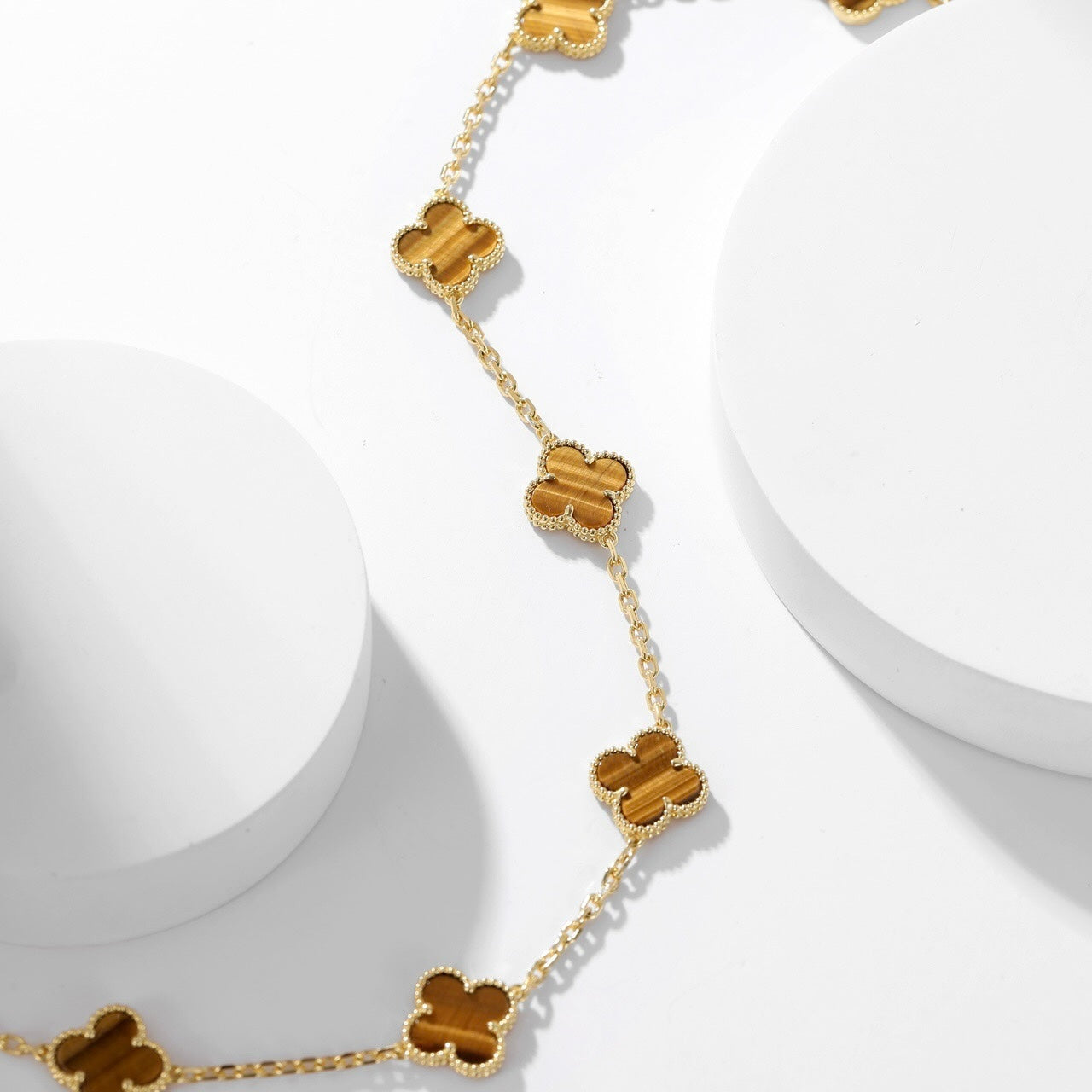 [Echo Fine ]CLOVER 10 MOTIFS TIGER EYE NECKLACE