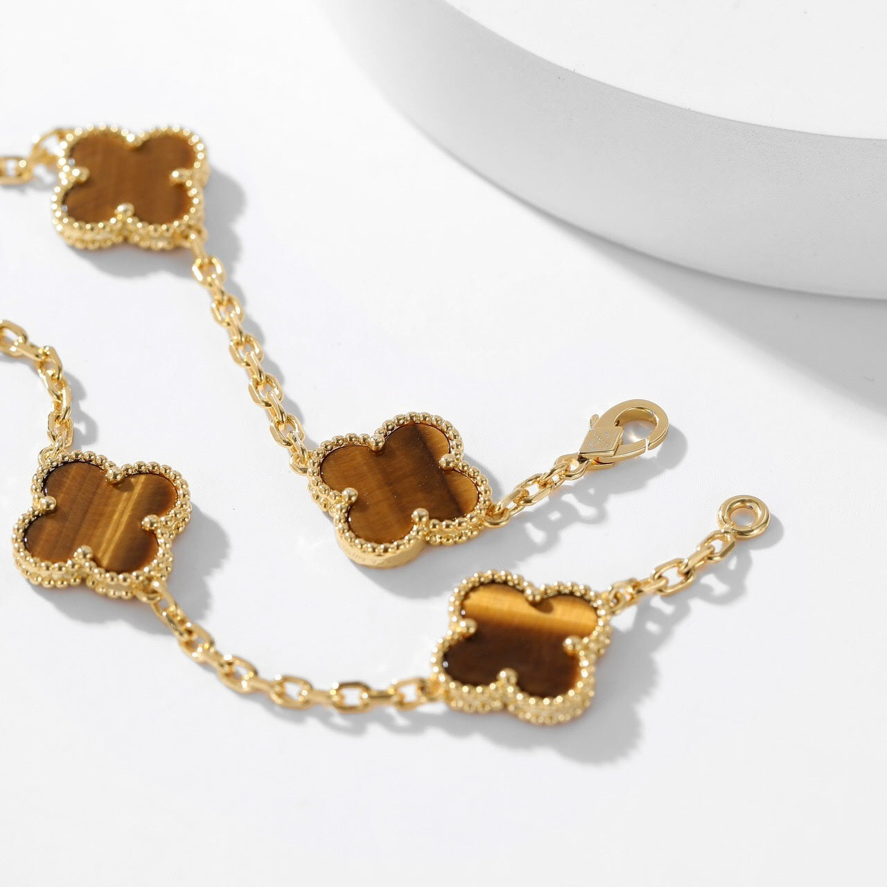 [Echo Fine ]CLOVER 10 MOTIFS TIGER EYE NECKLACE
