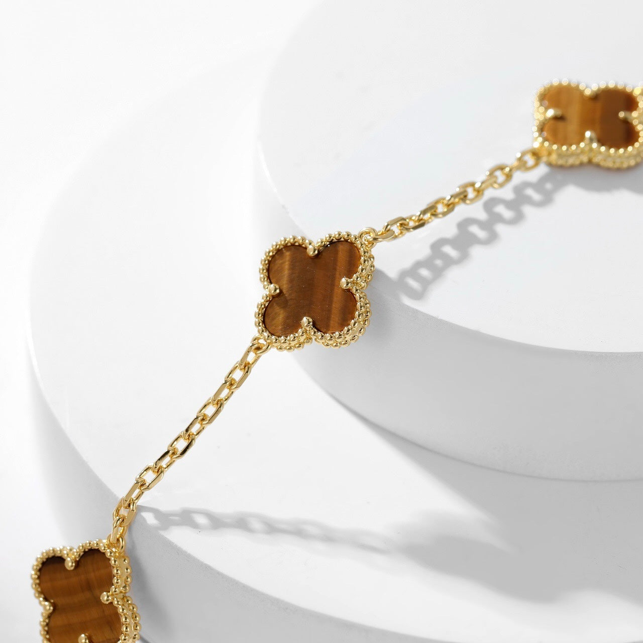[Echo Fine ]CLOVER 10 MOTIFS TIGER EYE NECKLACE