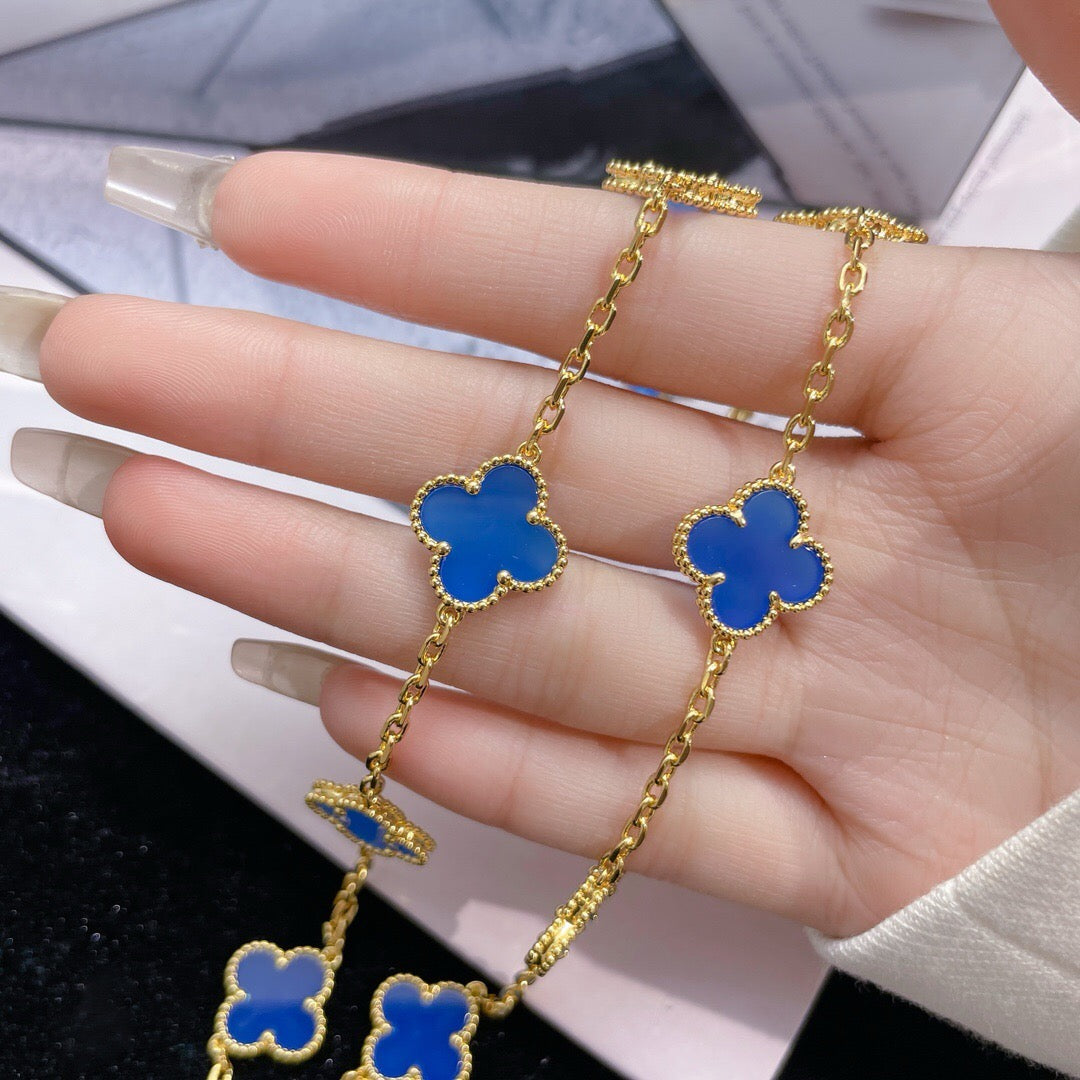 [Echo Fine ]CLOVER 10 MOTIFS BLUE AGATE NECKLACE